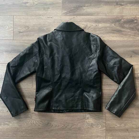 LEVI STRAUSS CLASSIC FAUX LEATHER ASYMMETRICAL MOTO JACKET - BLACK - Picture 3 of 10